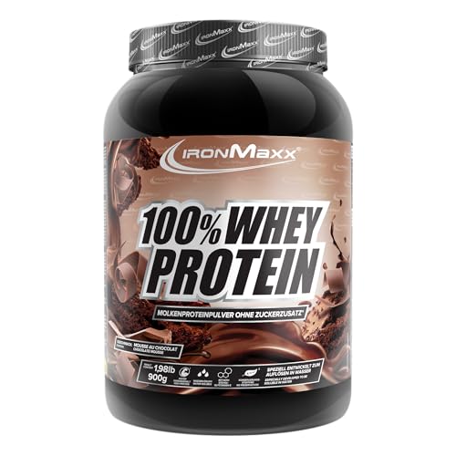 IronMaxx 100% Whey Protein Pulver 900g - Mousse au Chocolate Cremiger Eiweißshake mit BCAAs EAAs High Protein Low Carb zuckerarm Ideal für Muskelaufbau Fitness