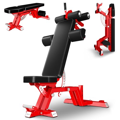 Keppi Hantelbank Verstellbar 680kg 11 8fach Verstellbar Flach Schräg Negativ Multifunktionsbank für Bankdrücken Krafttraining Heimstudio - Bench6000 Rot