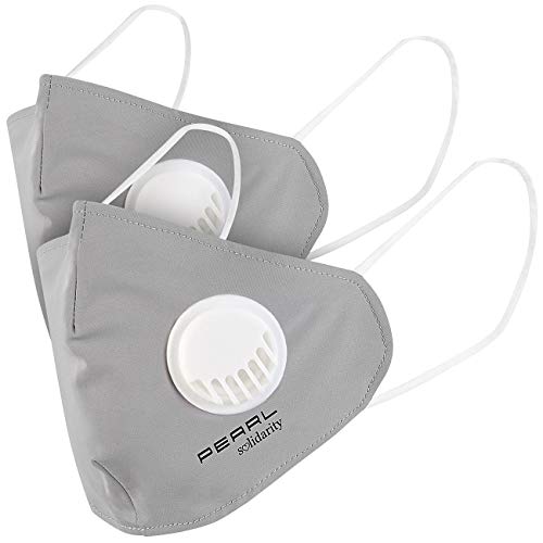 PEARL Textilmasken 2er-Set Mund-Nasen-Stoffmasken mit Ventil waschbar Größe M Mundnasenmasken Mund-Nase-Masken Allergie