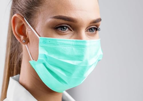 CarePrime Type IIR Medizinische Mundschutz OP Mundschutz 50 Stück BFE 98% EN14683 2019 CE Zertifiziert Grün