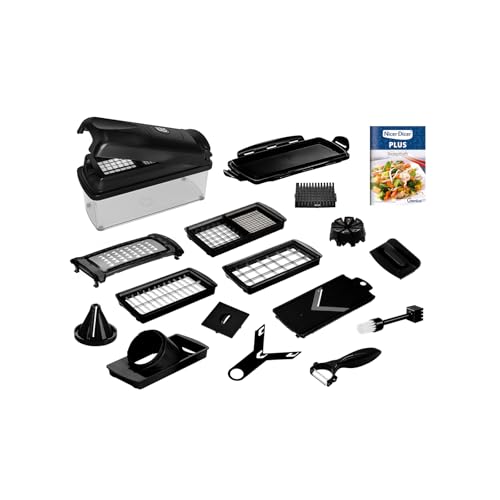 Genius Nicer Dicer Plus Gemüseschneider 17-tlg Jubiläums-Edition Gemüsehobel Reibe mit 1.5L Auffangbehälter mit Deckel Spiralschneider Zwiebelschneider Würfel Stifte Scheiben Rezeptheft Genius Nicer Dicer Plus Gemüseschneider 17-tlg Jubiläums-Edition Gemüsehobel Reibe mit 1.5L Auffangbehälter mit Deckel Spiralschneider Zwiebelschneider Würfel Stifte Scheiben Rezeptheft