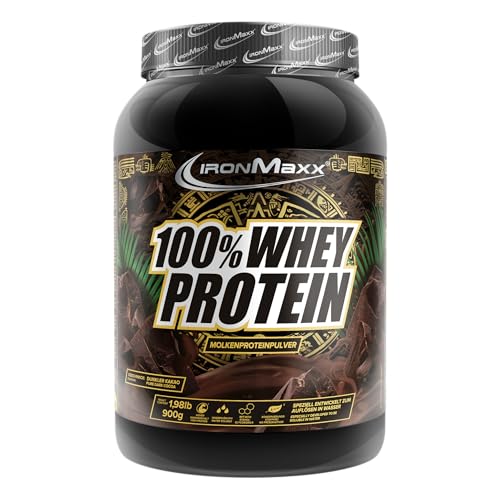 IronMaxx 100% Whey Protein Pulver 900g - Dark Ecuador Chocolate Cremiger Eiweißshake mit BCAAs EAAs High Protein Low Carb zuckerarm Ideal für Muskelaufbau Fitness