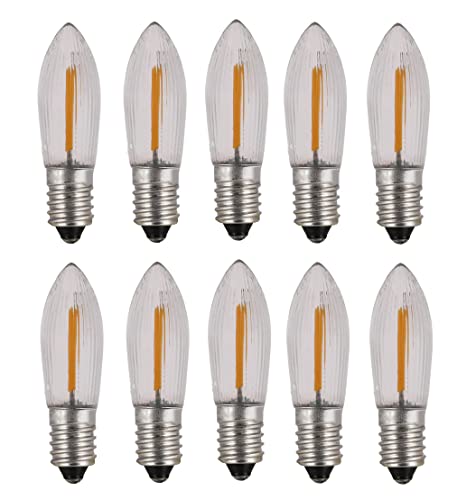 ShuoHui E10 COB LED Filament Ersatz-Riffelkerze für Lichterketten mit 15 16 Brennstellen warmweiß 14V to 55V 0 2 W 10