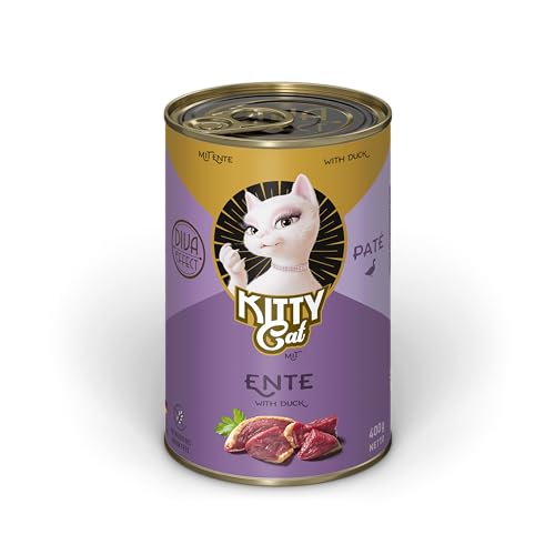 KITTY Cat Pat Ente 6x 400g für getreidefreies Katzenfutter Taurin Lachsöl und Grünlippmuschel Alleinfuttermittel hohem Fleischanteil Made in Germany