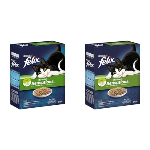 FELIX Inhome Sensations Katzenfutter trocken für Hauskatzen mit Huhn Gemüse 2er Pack 1 x 1kg