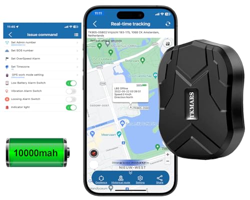 TKMARS Auto GPS Tracker GPS für Auto 160 Tage Standby-Zeit Starker Magnetismus Wasserdicht mit Kostenloser App