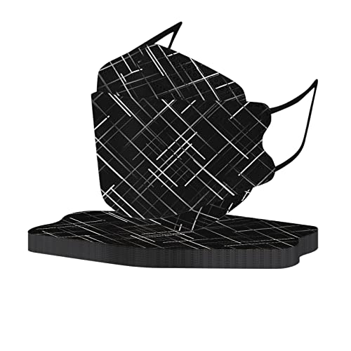 RMH 10Stück Erwachsener Mundschutz Einweg Geometrie Drucken Mund und Nasenschutz Halstuch Masken Motiv 4-lagig Einmal MNS Mund-Tuch Staubdicht Atmungsaktiv Tücher Bandana Schals für Mann Frau