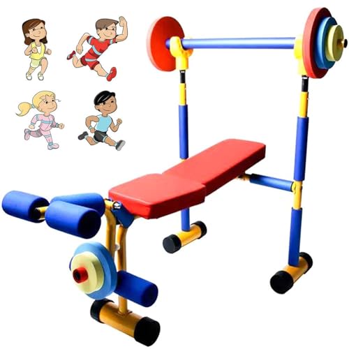 DONGSHUAI Bank- Und Beinpresse Für Kinder Fitness-Trainingsgeräte Für Kinder Trainings-Langhantel-Hantel-Gewichtsset Für Kinder Im Alter Von 3 12 Jahren