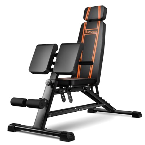 450KG Hantelbank Verstellbar mit Griff Multifunktion Trainingsbank mit Kopfstütze Sit-up-Flachbank Verstellbare Bauchmuskelbank Schrägbank Römischer Stuhl Hantelbank für Home Gym Ganzkörpertrai