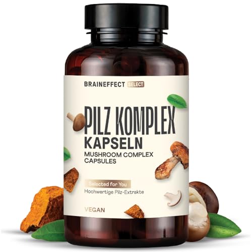 Pilz Komplex Premium - Reishi Hericium Chaga Shiitake Cordyceps Maitake Mehr - 180 Kapseln Ohne Zusatzstoffe Natürliche Pilz Extrakte mit Hohem Vitalstoffgehalt Polysaccharide