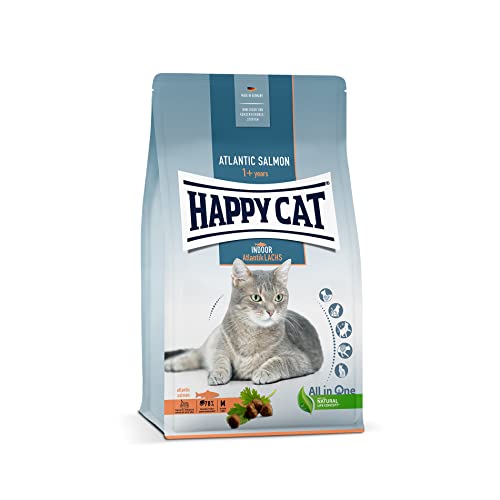 Happy Cat 70588 - Indoor Adult Atlantik Lachs - Katzen-Trockenfutter für ausgewachsene Katzen und Kater - 1 3 kg Inhalt