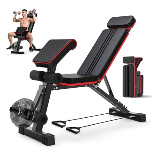 SOFTHOM Klappbar Hantelbank Multifunktionale 8-in-1 Fitness Bank 400KG Last Krafttraining Bänke Trainingsbank Verstellbare für Home Gym Ganzkörpertraining Römischer Stuhl Hantelbank Rückentrainer