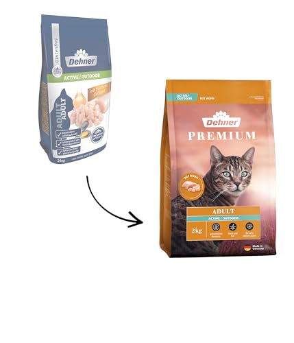 Dehner Premium Katzenfutter Active Outdoor Trockenfutter getreidefrei für ausgewachsene Freigänger Katzen Huhn 2 kg
