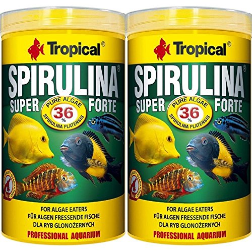 Tropical 2 Stück 1 Liter Spirulina Forte 36% Doppelpack 2 er Set Cichlid Malawi Fischfutter
