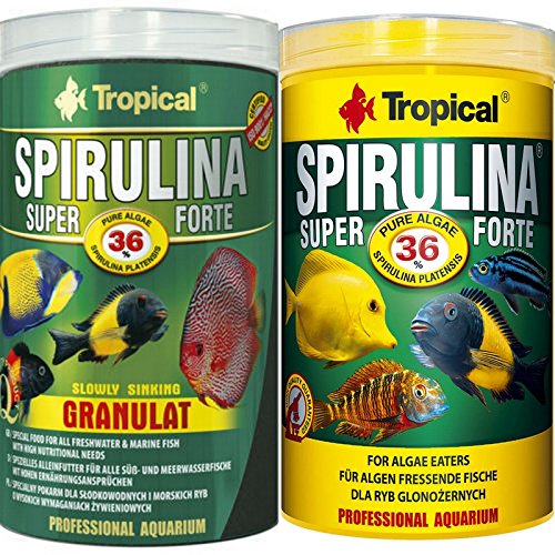 Tropical 1 Liter Spirulina Forte 36% 1 Liter Spirulina Gran 36% Doppelpack 2 er Set Cichlid Malawi Fischfutter