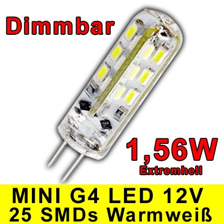 dimmbare g4/gu4 high-power led mit 1,56 watt dimmbar und 24 smds
