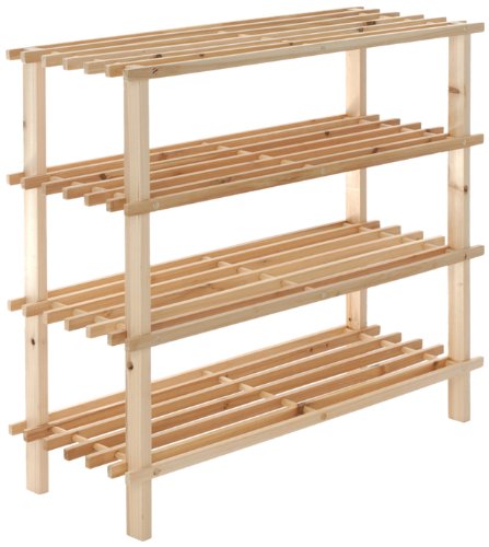 XL Schuhregal Natur Holz 3 Böden Holz Schuhständer Schuh Regal Schuhregal Holz Metall Stapelbar ~ XL Schuhregal Natur Holz 3 Böden Holz Schuhständer Schuh Regal