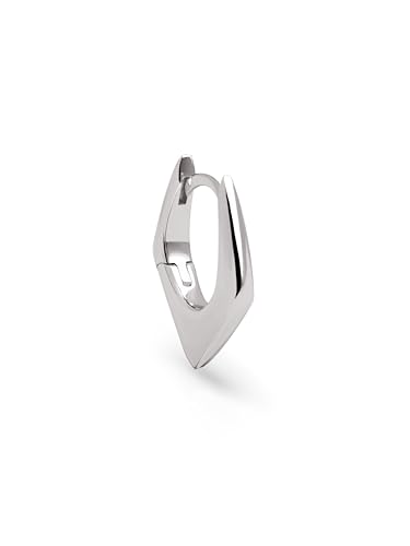 SINGULARU - Einzelner Creolen-Ohrring Point. Messing mit Rhodium-Beschichtung und Zirkonia. Schmuck für Damen