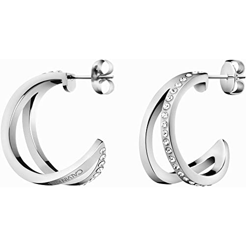 Calvin Klein Damen-Creolen Outline Edelstahl Kristall Swarovski-Kristall One Size Silber 32011440