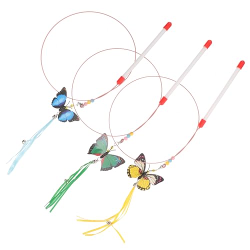 GREENADSCAPE Katzenspielzeug - Butterfly Bell Teaser Stick - Interaktives Katzenspielzeug-Set