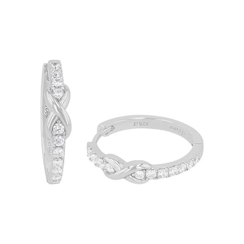 s.Oliver Creolen 925 Sterling Silber Damen Ohrschmuck mit Zirkonia synth. 2 cm Weiß Infinity Kommt in Schmuck Geschenk Box 2034966