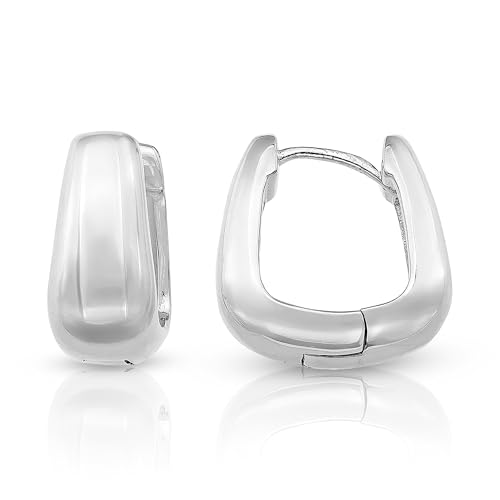 Cassini Klappcreolen Trapezform aus Sterling poliert anlaufgeschützt hypoallergen elegant für Alltag Anlässe 3CAA