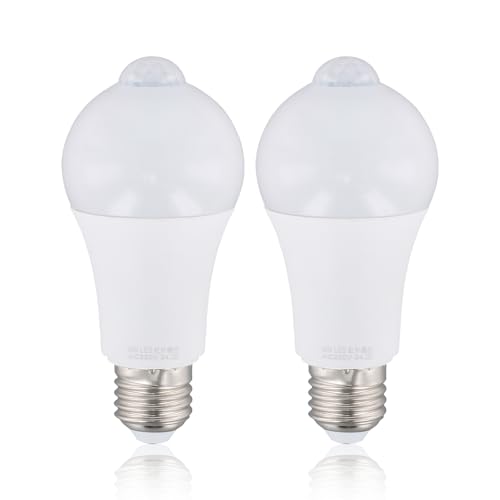 Focenat 2er E27 LED Lampe Bewegungsmelder 9W 220V Weißlicht PIR Sensor Automatische Nachtaktivierung Energieeffiziente Beleuchtung für Flur Balkon Garage