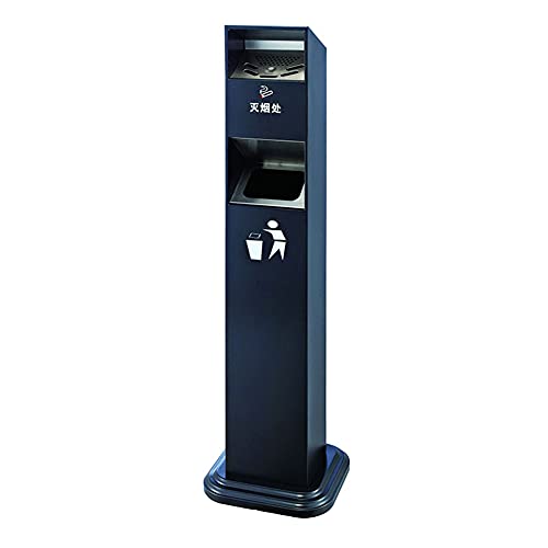 GVNFJKJK Standascher 2-In-1 Standaschenbecher Edelstahl Mülleimer Outdoor Winddichter Aschenbecher Zigaretten Aschenbecher for Home Office Indoor Black