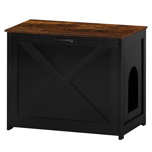 Dwanton versteckt Haustiergehege wendbarer Eingang kann auf der linken oder rechten Seite sein Kitty Holz Waschraum Nachttisch Schwarz