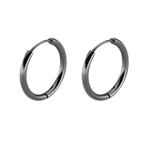 Lieson Titan Ohrringe Männer Frauen Damen Herren Creolen Schwarz Ohrringe 14MM Kreis