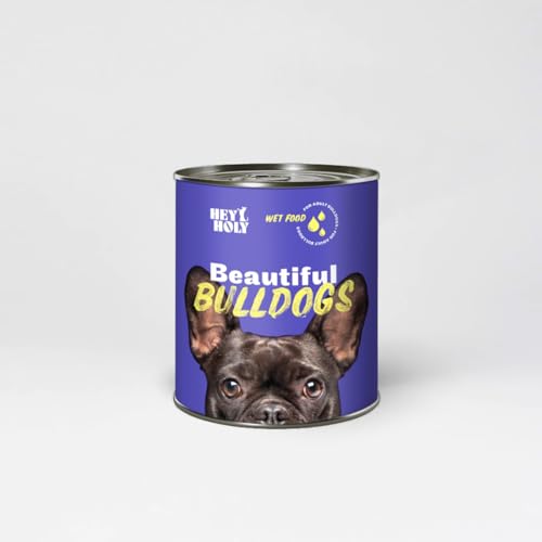 HEY HOLY Beautiful Bulldoggs Nassfutter High-Meat Premium Nassfutter für ausgewachsene Hunde mit 40% Lachs 6X 750g