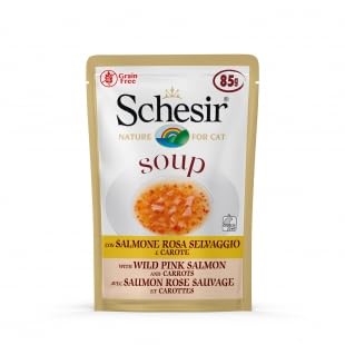Schesir Suppe für Katzen 20 Beutel x 85 g Lachs und Karotten