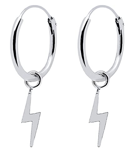 ENTREPLATA Blitz-Ohrringe aus 925er-Sterlingsilber Creolen mit Mini Blitz-Anhänger Original für Damen Mädchen Herren Jungen Unisex Creolen mit Charm Ohrringe und Anhänger in Form eines Mini-Blitzes