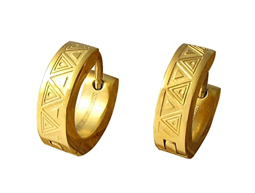 Kikuchi Herren Ohrringe Titan Stäbchen Ohrstecker Edelstahl Creolen Totem Tattoo Gold ERTS027