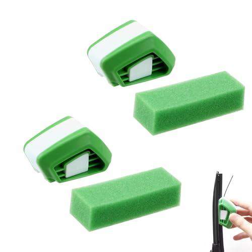 2 Stück Scheibenwischer Schneider Wischblattschneider mit 2 Schwämme Reinigungstücher Scheibenwischer Reparatur Set Wischerblatt Nachschneider Abzieher Universal für Autowischer Reparatur Messer