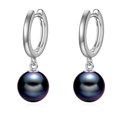 VONALA Schwarze Perle Sterling Hängend Schmuck Geschenke für Damen und Mädchen Schwarze Perle