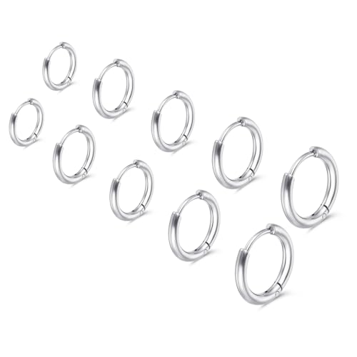 Nogeqi 5 Paar Set Klein Männer Piercings Mini Ohrring Hoop Hypoallergen Und Leicht Für
