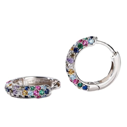 Beimus Regenbogen Zirkonia Ohrmanschetten Mode Funkelnden Inlay Trendy SizeApprox.1.7cm 0.67in Metall