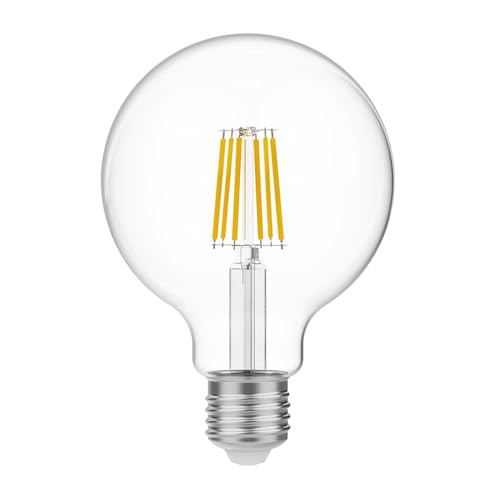 G95 LED Glühbirne E27 Edison Lampe ersetzt Halogen 6W 500 Lumen 2200K warmweiß LED Kerzen Filament Fadenlampe 220V AC Großer Birne Glas Leuchtmittel für Hängelampe nicht Dimmbar 1 Stück