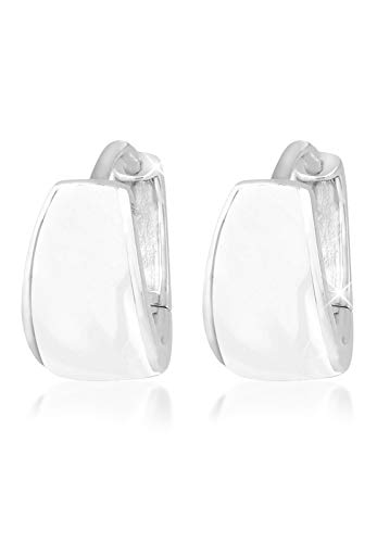Elli Damen Echtschmuck Ohrringe Creolen weiße Emaille Basic Zeitlos in 925 Sterling Silber