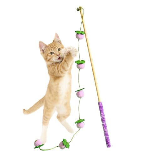 Generisch Spielzeug Für Katzen Interaktiver Selbstspielstab Mit Fruchtdesign - Katzen Reizspielzeug Für Kätzchenspiel Im Innenbereich Gegen Langeweile Mit Vogel- Fisch- Und Maus-Motiven