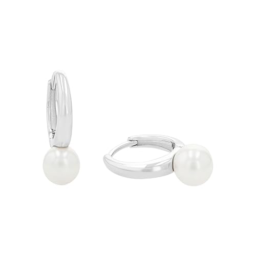 Amor Creole für Damen Sterling Silber 925 mit Muschelkernperle 18 mm silber Geschenkidee kommt in Schmuck Geschenk Box 2100165