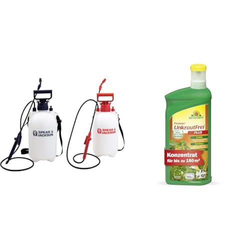 Spear Jackson Drucksprüher 5l Doppelpack Neudorff Finalsan UnkrautFrei Plus Kraftvoller schnell wirkender Unkrautvernichter der bis in die Wurzel wirkt. Konzentrat für 180m 1l