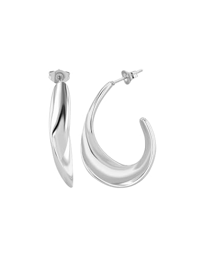 Akzent Wasserfeste Edelstahl Ohrringe Creolen Damen in Silber 100% Wasserfest Hautverträglich SteckCreole