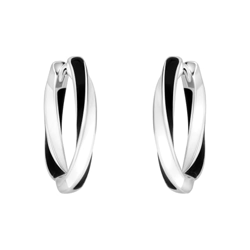 SOFIA MILANI - Damen Ohrringe 925 Silber - Schwarz Weiß Emaille Creole - E3001