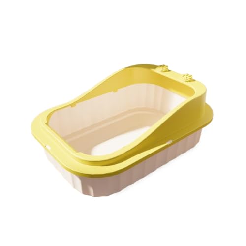 DXZXDJIU Große halbgeschlossene Katzentoilette mit Spritzschutz-Design Geruchskontrolle for Katzen Yellow