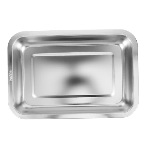 ibasenice Edelstahl Katzentoilette Offen 32x22x4 8cm mit Großem Fassungsvermögen für Kätzchen und Kleintiere Langlebige Katzenstreuschale Leicht zu Reinigen Rostfrei