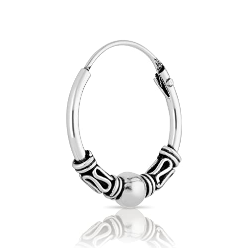 NKlaus Bali Creole einzel Ohrring 14mm aus 925 Sterling Silber Mittelalter Gothic 2576