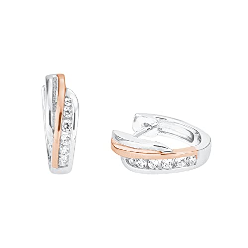 Amor Creolen 925 Sterling Damen Ohrschmuck mit Zirkonia synth. 1 2 cm Bicolor Kommt in Schmuck Geschenk Box 2026218