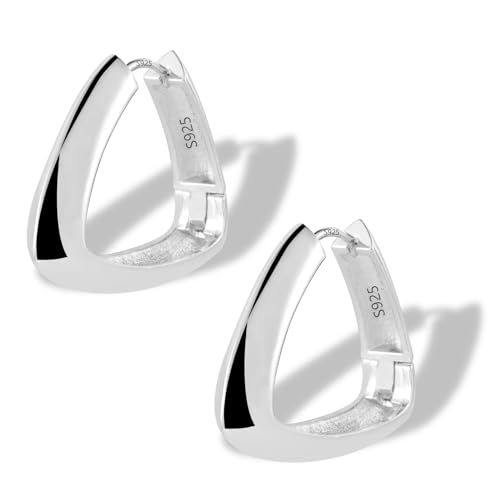ALEXCRAFT 925 Dreieck Klein Damen Eckig Triangel Silver Earrings Geschenk für Frauen Freundin Mama Mädchen